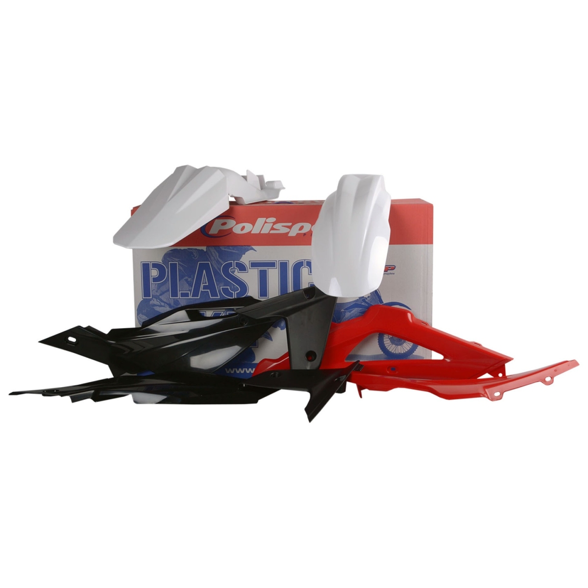 Kompletní sada plastů POLISPORT 90503 (POLISPORT kompletní sada plastů HUSQVARNA TC/FE 08 barva bílo černo červená OEM)