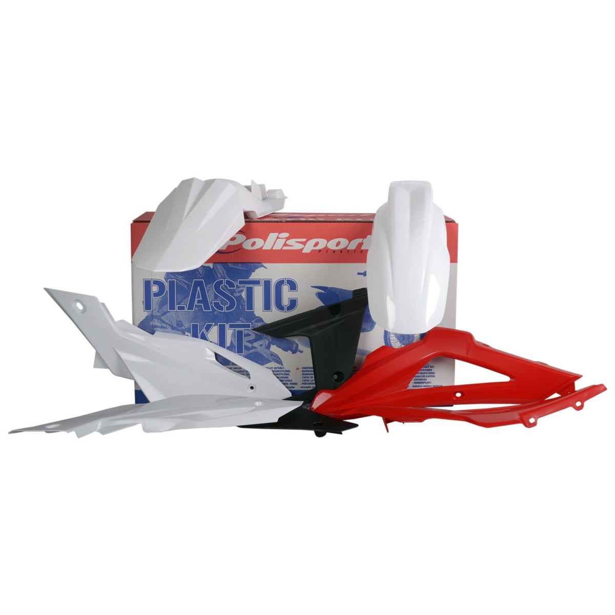 Kompletní sada plastů POLISPORT 90504 (POLISPORT kompletní sada plastů HUSQVARNA TC/FE 09 barva bílo černo červená OEM)