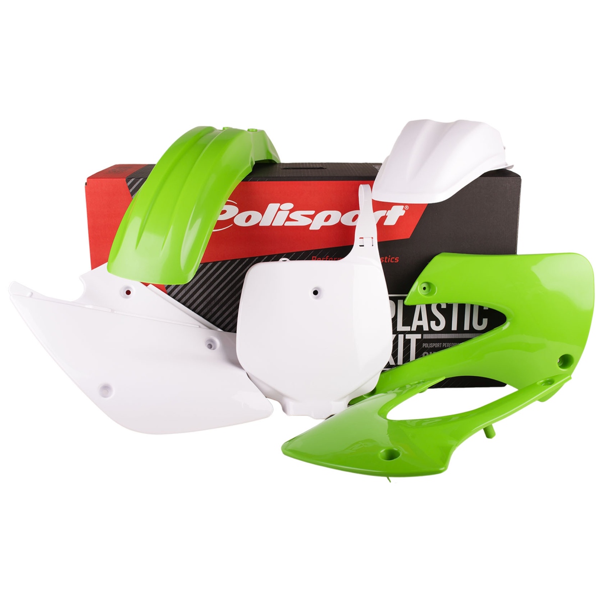 Kompletní sada plastů POLISPORT 90541 (POLISPORT kompletní sada plastů KAWASAKI KX 85/100/112 01-13 v sadě tabulka přední (8661700007) barva zeleno)