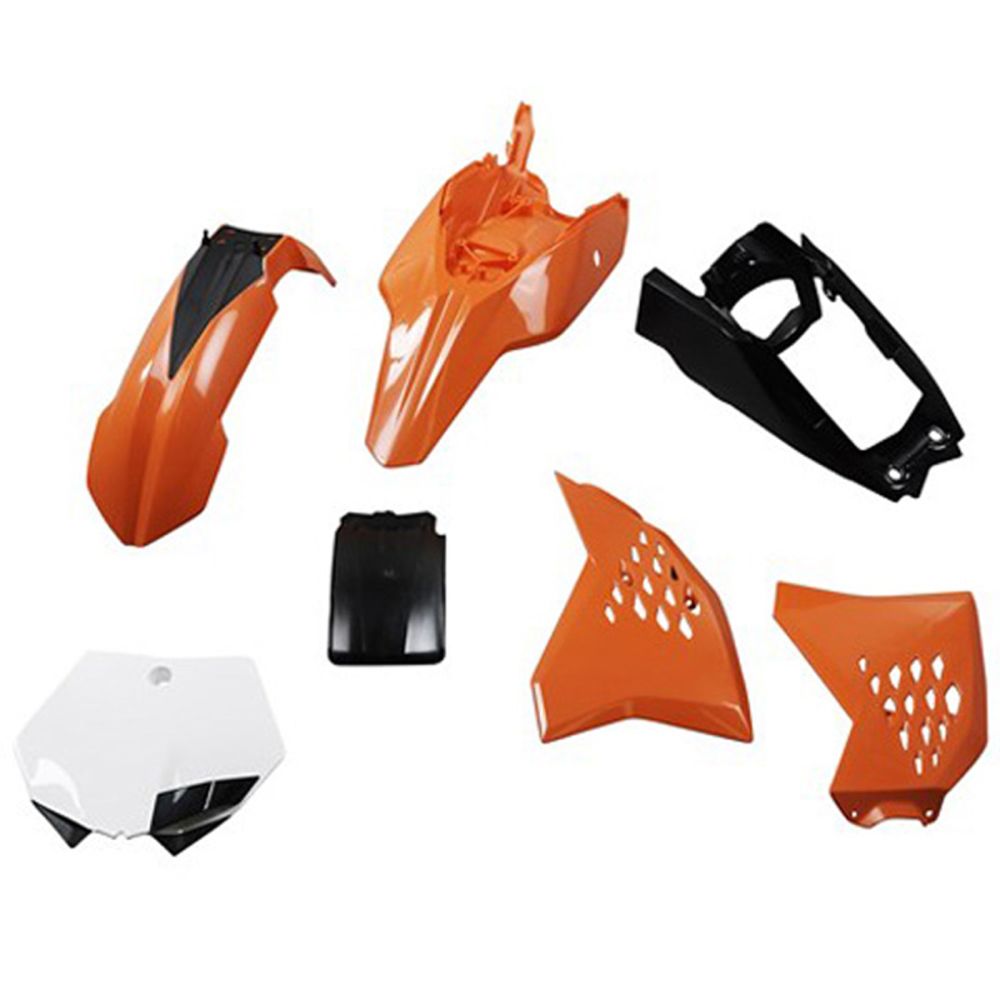 Kompletní sada plastů POLISPORT 90563 (POLISPORT kompletní sada plastů KTM SX 65 12-15 sada obsahuje kryt zadního tlumiče (8905600001) barva oranžová)