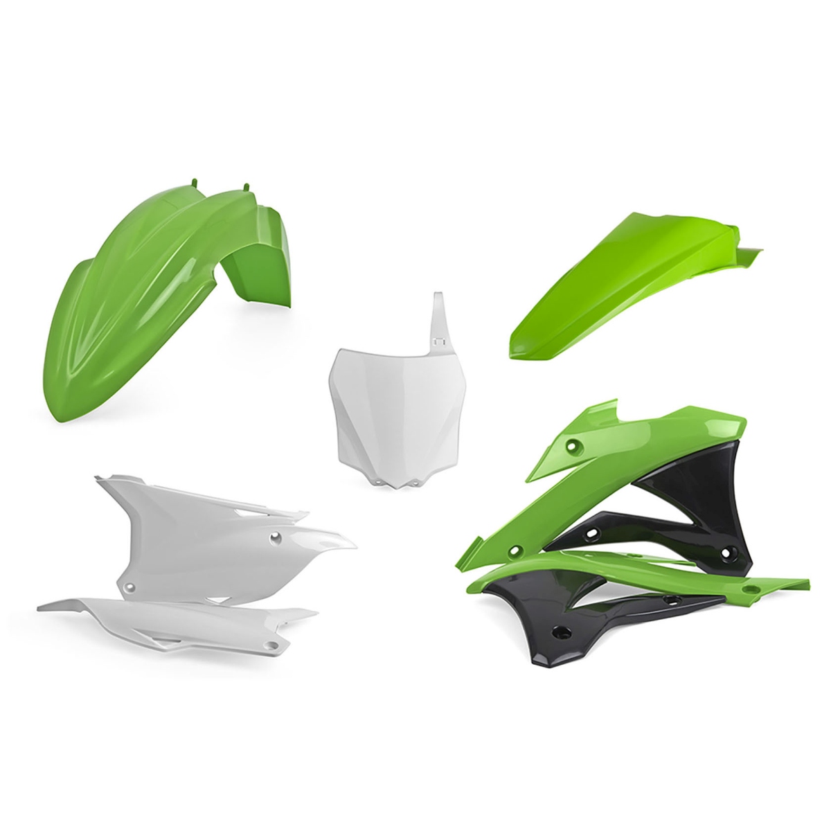 Kompletní sada plastů POLISPORT 90696 (POLISPORT kompletní sada plastů KAWASAKI KX 85/100/112 14-22 v sadě tabulka přední (8662900002) barva zeleno)