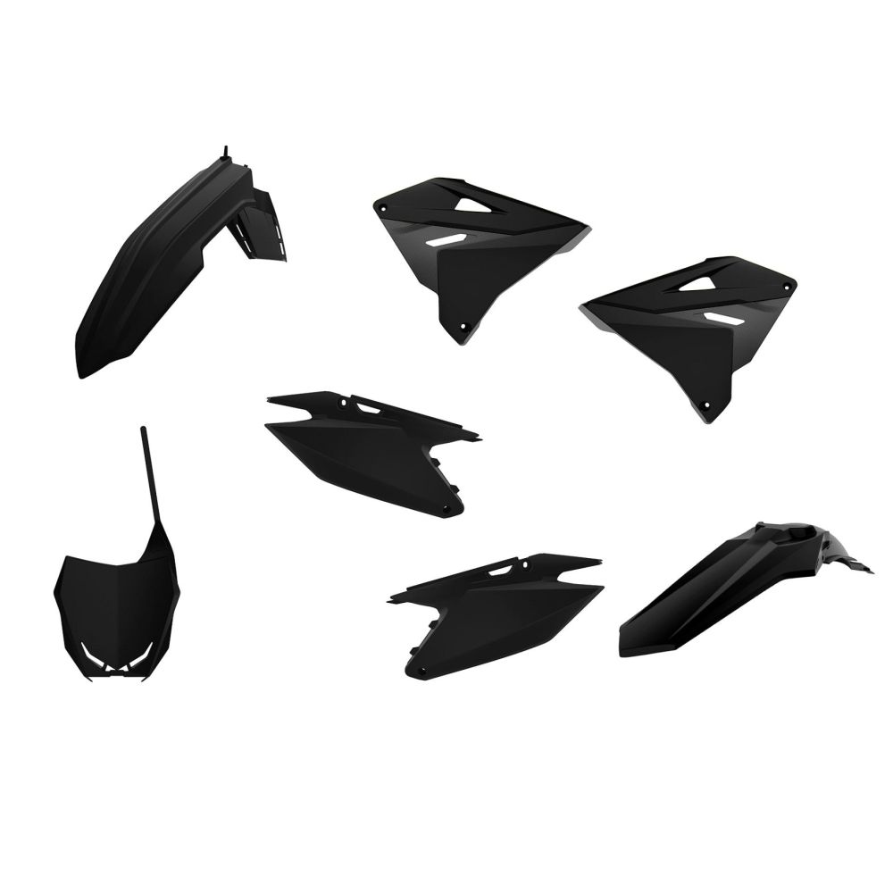 Kompletní sada plastů POLISPORT 90865 (POLISPORT kompletní sada plastů SUZUKI RM 125/250 01-08 restyling na RMZ 450 22 barva černá)