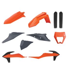 Kompletní sada plastů ( POLISPORT 91040 (POLISPORT kompletní sada plastů (FULL KIT) KTM EXC/EXC-F TPI 20-23 v sadě kryt světla (8668600002) a kryty)
