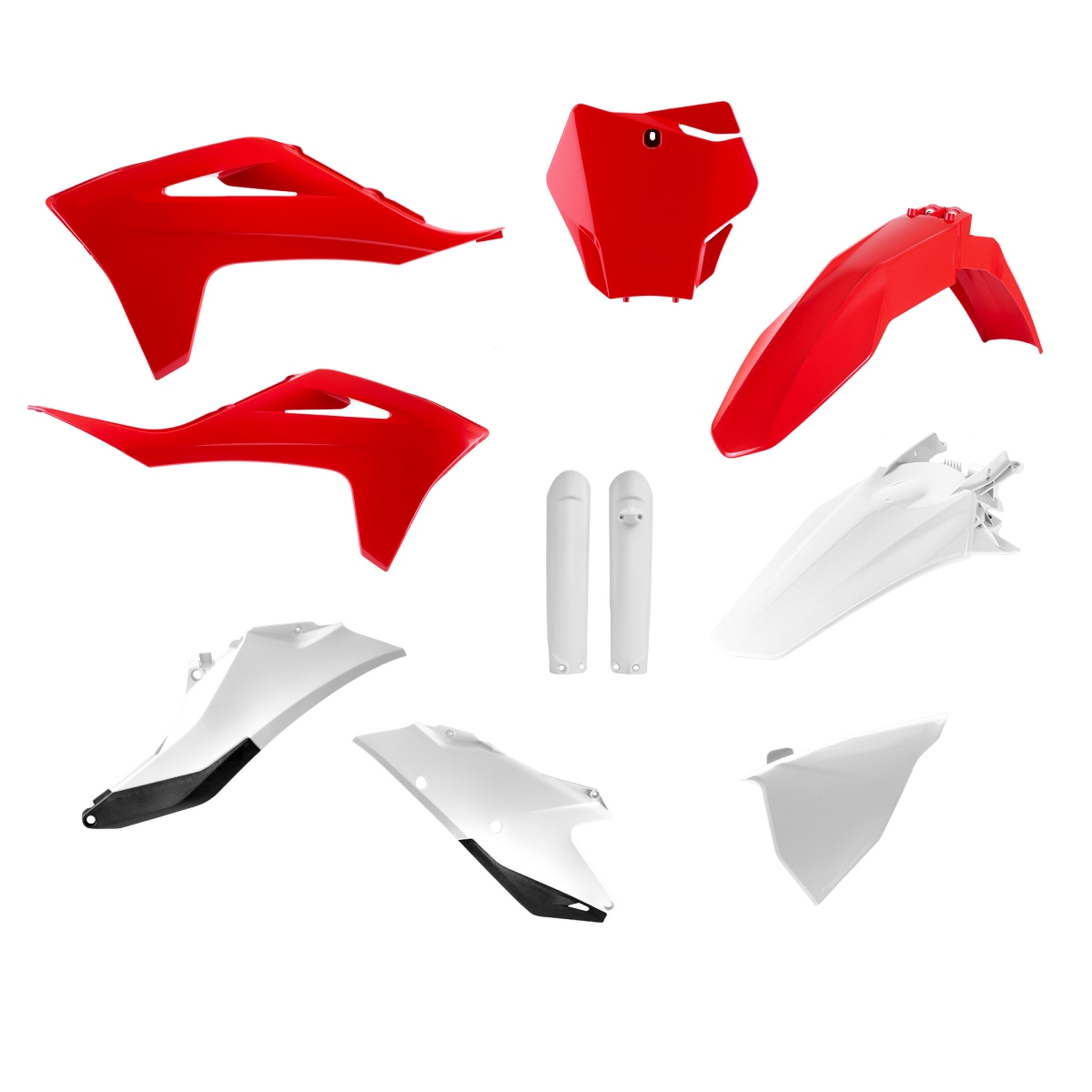 Kompletní sada plastů POLISPORT 91118 (POLISPORT kompletní sada plastů GAS GAS MC/MC-F 21-23 v sadě krytky tlumičů (8398600016) barva červená bílý)