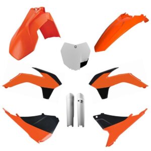 Kompletní sada plastů ( POLISPORT 91446 (POLISPORT kompletní sada plastů (FULL KIT) KTM SX/SX-F/XC-F 13-14 v sadě tabulka přední (8659100002) a kryty)