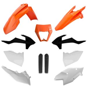 Kompletní sada plastů ( POLISPORT 91472 (POLISPORT kompletní sada plastů (FULL KIT) KTM EXC/EXC-F TPI 17-19 v sadě kryt světla (8666800006) a kryty)