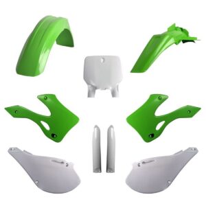 Kompletní sada plastů ( POLISPORT 91477 (POLISPORT kompletní sada plastů (FULL KIT) KAWASAKI KX 125/250 99-02 v sadě tabulka přední (8677000001) i)