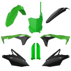 Kompletní sada plastů ( POLISPORT 91493 (POLISPORT kompletní sada plastů (FULL KIT) KAWASAKI KXF 250 17-20 v sadě tabulka přední (8665900001) i)