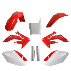 Kompletní sada plastů ( POLISPORT 91518 (POLISPORT kompletní sada plastů (FULL KIT) HONDA CRF 250R 04-05 v sadě tabulka přední (8661900001) i krytky)