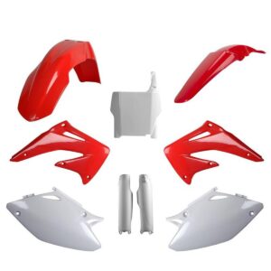 Kompletní sada plastů ( POLISPORT 91540 (POLISPORT kompletní sada plastů (FULL KIT) HONDA CRF 450R 04 v sadě tabulka přední (8661900001) i krytky)