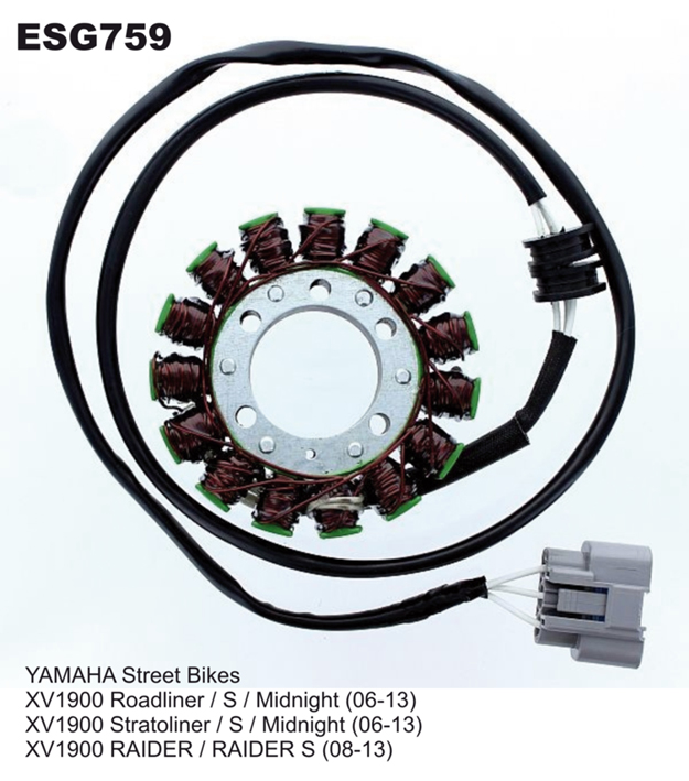 ELECTROSPORT vinutí alternátoru (stator) YAMAHA XV 1900 ROADLINER / STRATOLINER / MIDNIGHT (06-13) (ESG759) (ELECTROSPORT vinutí alternátoru (stator))