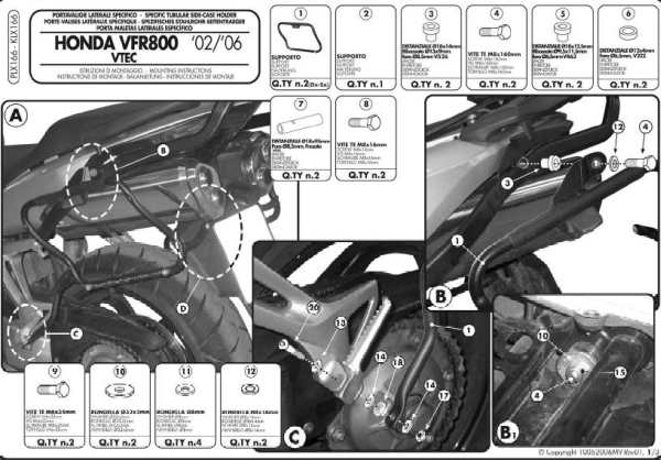 Boční nosič kufru KAPPA KLX166 (KAPPA boční nosič kufru MONOKEY SIDE HONDA VFR 800 - pouze pod kufry K33N KROAD)
