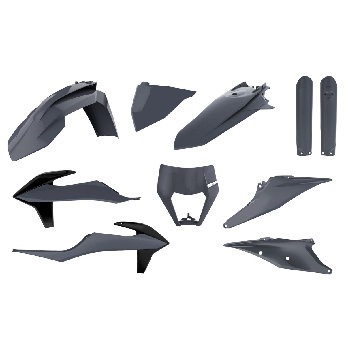 Kompletní sada plastů ( POLISPORT 90917 (POLISPORT kompletní sada plastů (FULL KIT) KTM EXC/EXC-F TPI 20-23 v sadě kryt světla (8668600006) a kryty)