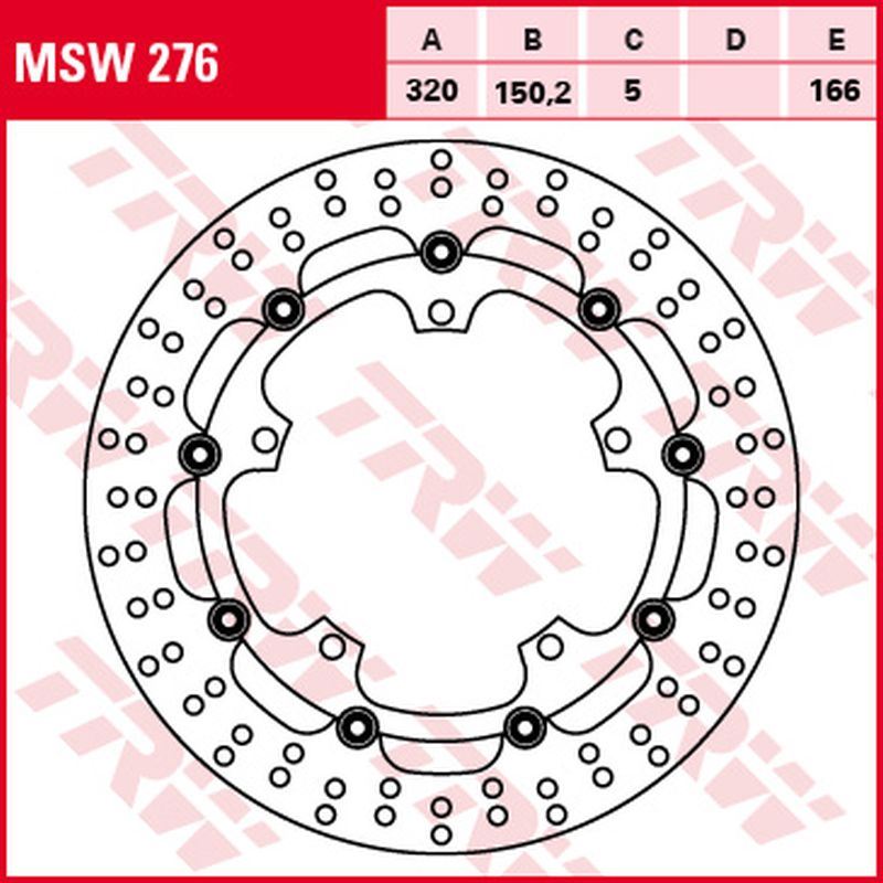 Brzdový kotouč TRW LUCAS přední MSW276 (TRW ZF přední brzdový kotouč TRIUMPH SPEED 1050 15-16