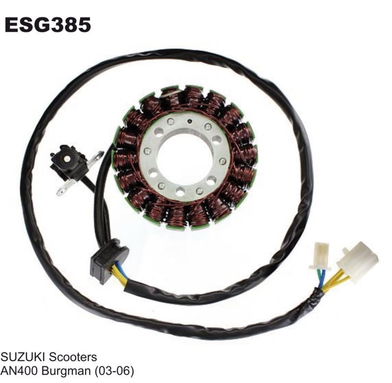 ELECTROSPORT vinutí alternátoru (stator) SUZUKI AN 400 BURGMAN (03-06) (ESG385) (ELECTROSPORT vinutí alternátoru (stator) SUZUKI AN 400 BURGMAN)
