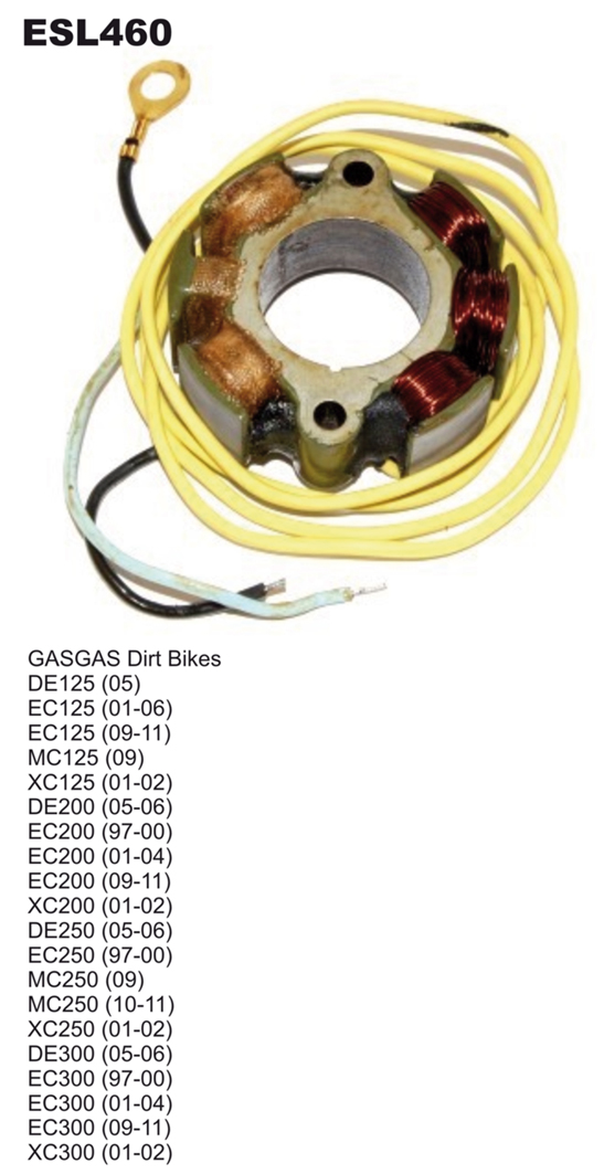 Vinutí alternátoru (stator) se světly ELECTROSPORT ESL460 (ELECTROSPORT vinutí alternátoru (stator) se světly GAS GAS 125/200/250/300 97-11)