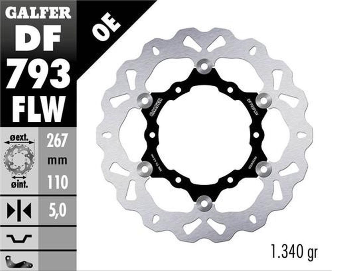 Brzdový kotouč zadní GALFER DF793FLW (GALFER brzdový kotouč zadní KTM 1050 ADVENTURE 15-; 1090 ADVENTURE 17-; 1190R ADVENTURE 13-; 1290R/S/T SUPER)