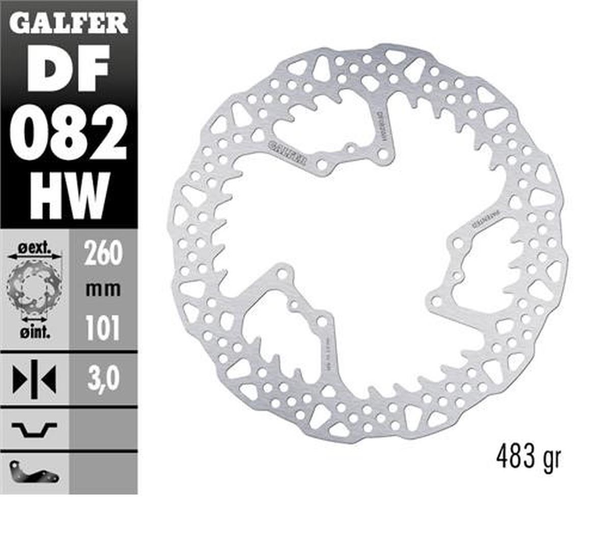 Přední brzdový kotouč GALFER DF082HW (GALFER přední brzdový kotouč HONDA CRF 250R 15-24; CRF 450R 15-24 (260X101X3mm) SHARK ENDURO MX)